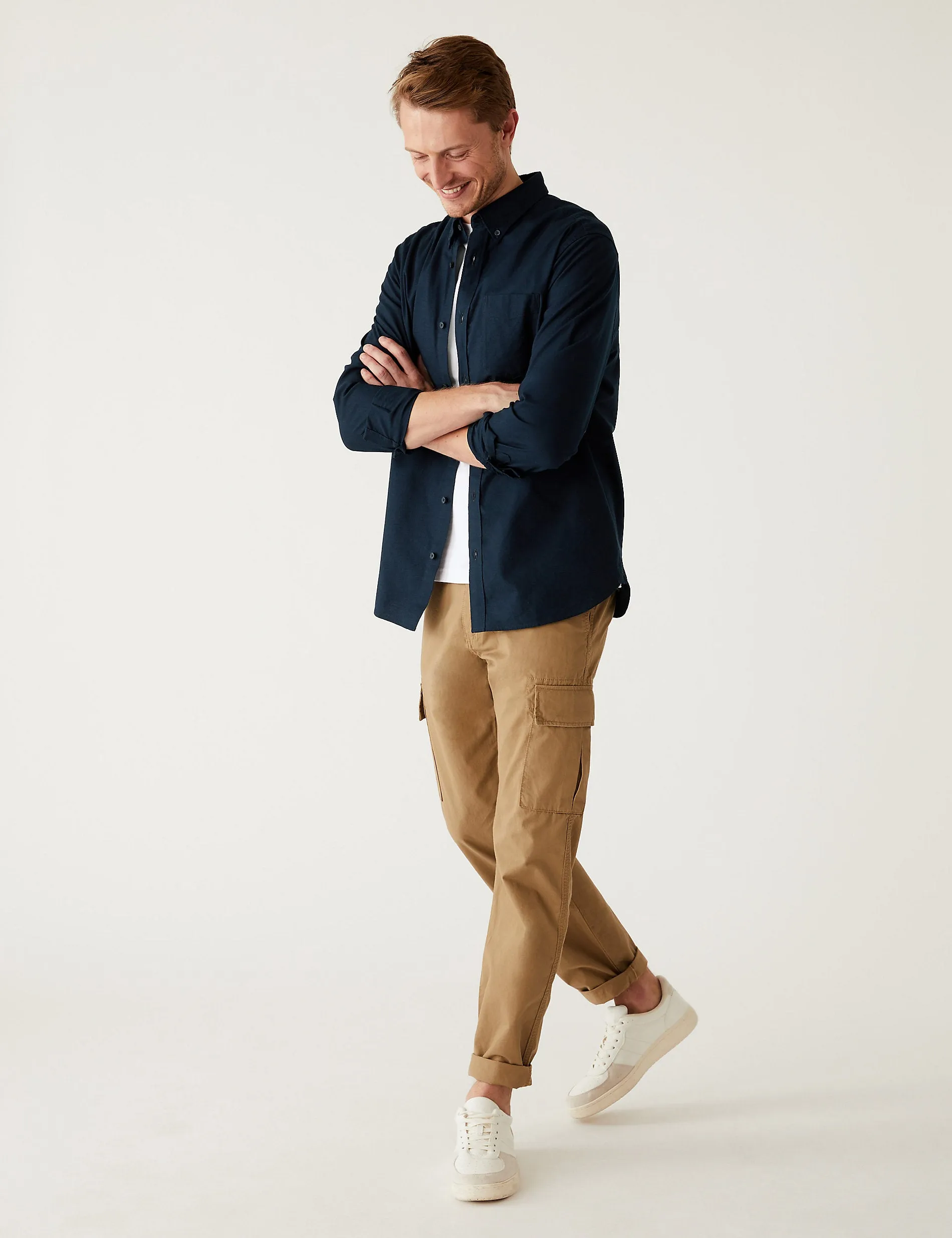 2 Pairs of Easy Iron Marks & Spencer Pure Cotton Oxford Shirts
