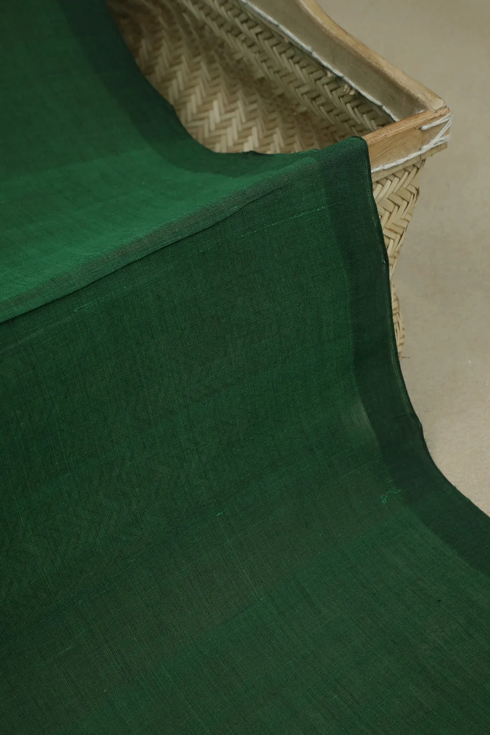 Dark Forest Green Plain Mangalagiri Cotton Fabric