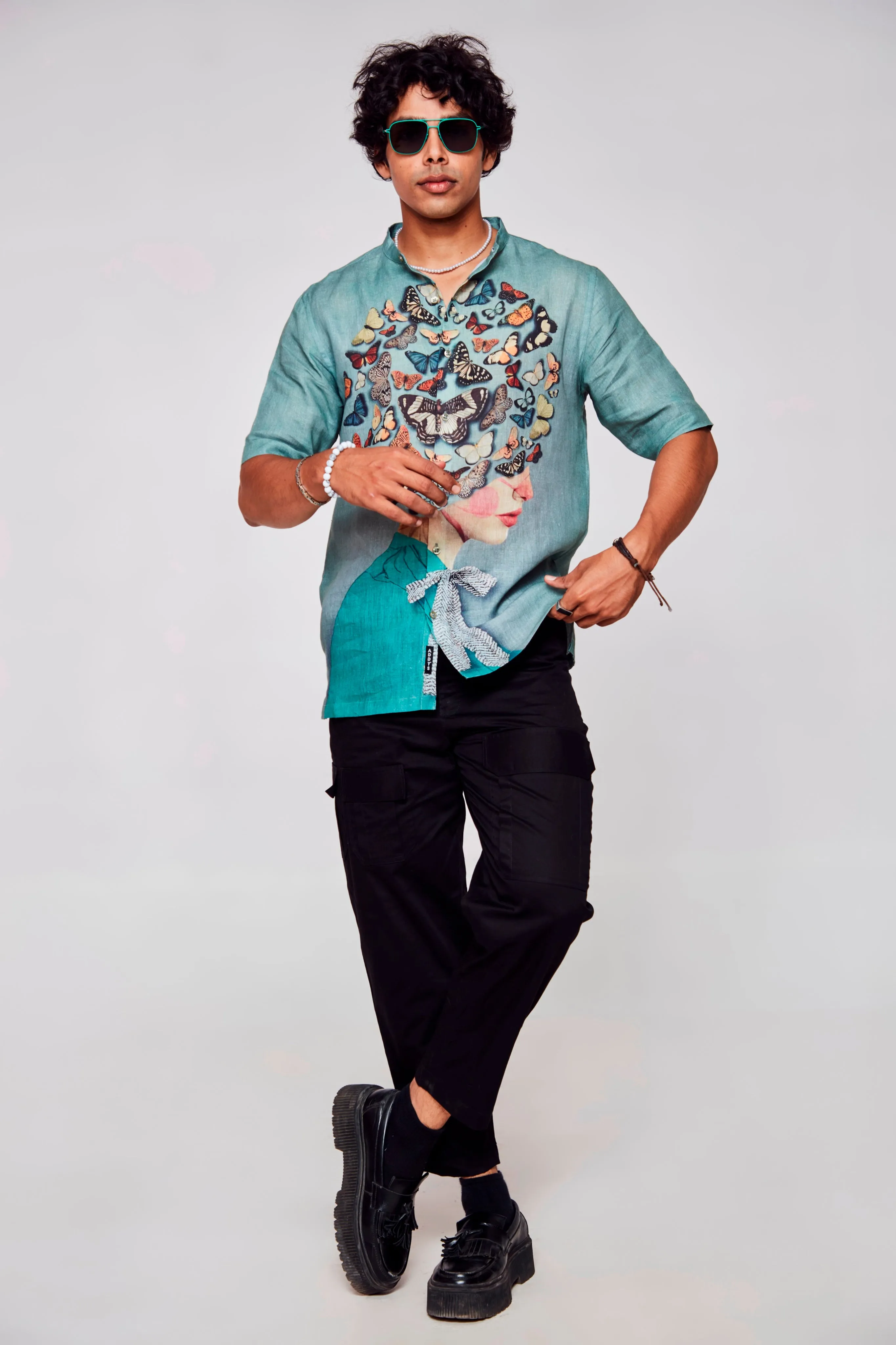 Feminine Fusion Printed Pure Linen Short Sleeve Unisex Shirt