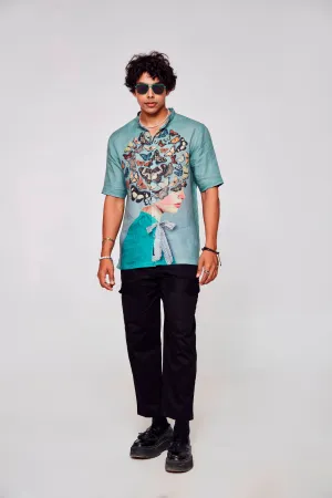 Feminine Fusion Printed Pure Linen Short Sleeve Unisex Shirt