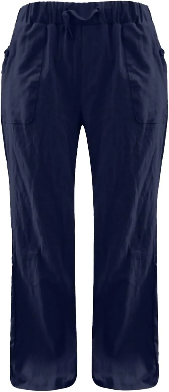 GIERIDUC Womens High Waist CasualSummer Comfy Yoga Leggings Drawstring Straight Leg Lounge Trousers with Pockets