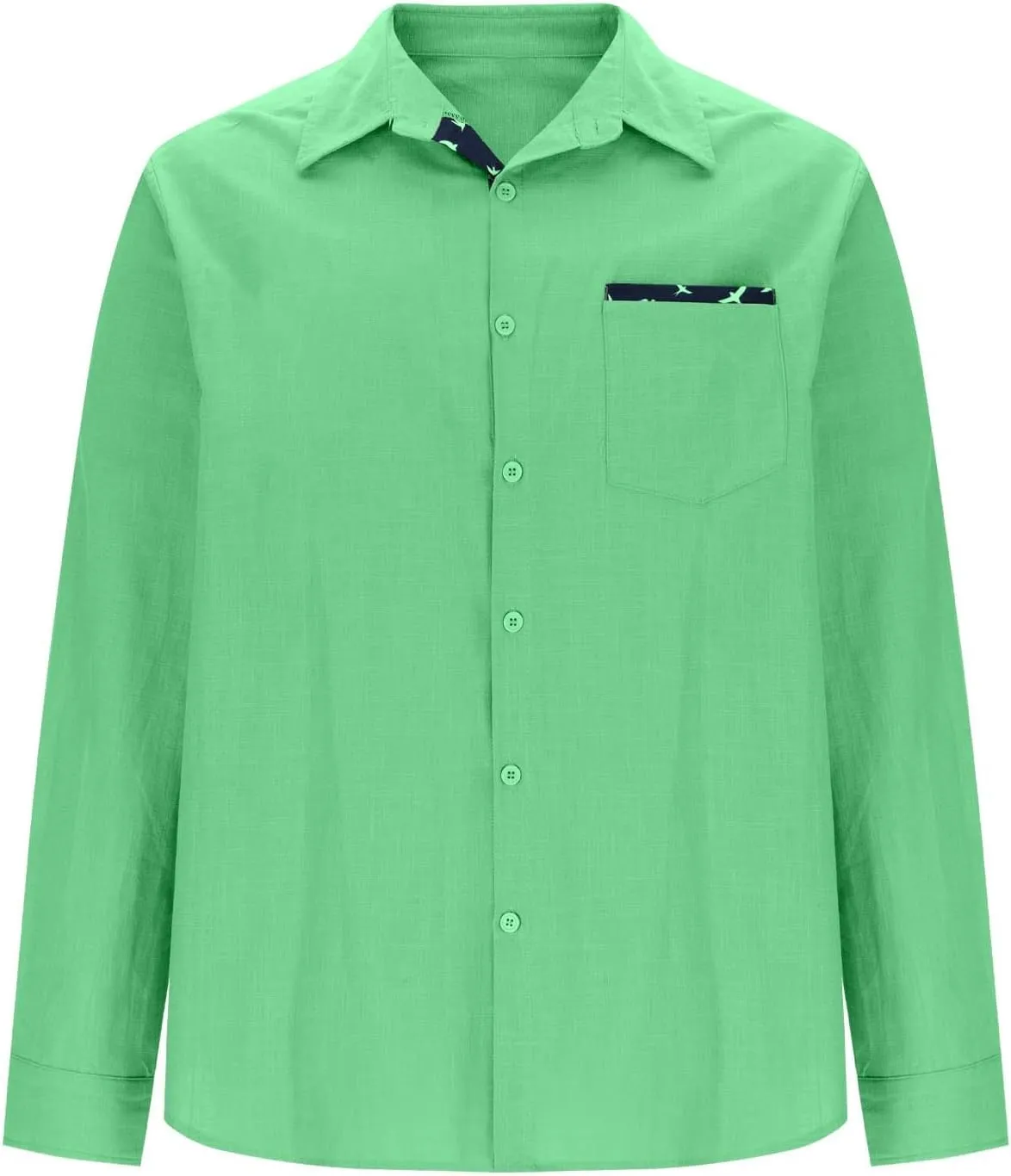 Long Sleeve Cotton Shirts for Men Button Down Mens Casual Untucked Stretch Wrinkle-Free Dress Shirt with Chest Pocket