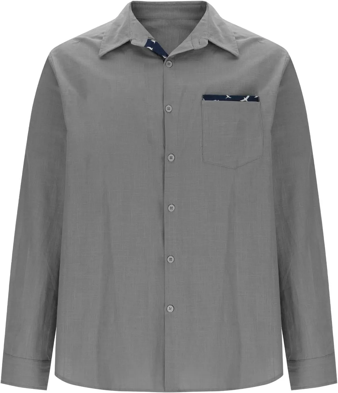 Long Sleeve Cotton Shirts for Men Button Down Mens Casual Untucked Stretch Wrinkle-Free Dress Shirt with Chest Pocket