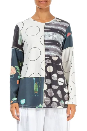 Long Sleeves Mixed Prints Cotton Blouse
