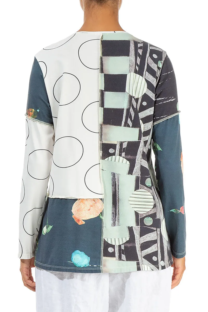 Long Sleeves Mixed Prints Cotton Blouse