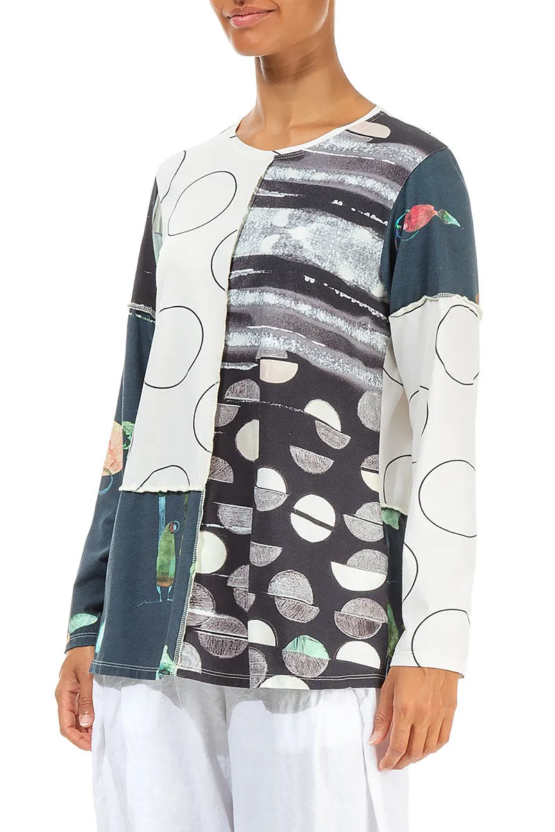 Long Sleeves Mixed Prints Cotton Blouse