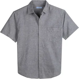 Men's Casual Linen Cotton Summer Beach Shirts Button Down Up Spread Collar Short Sleeve Shirt
