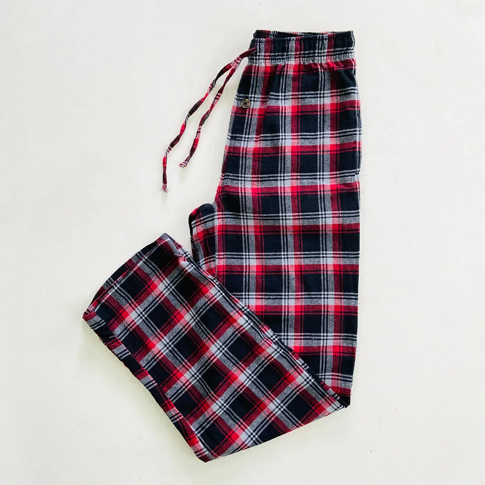 Mens Flannel Side Pocket Cotton Lounge Pajama Trouser