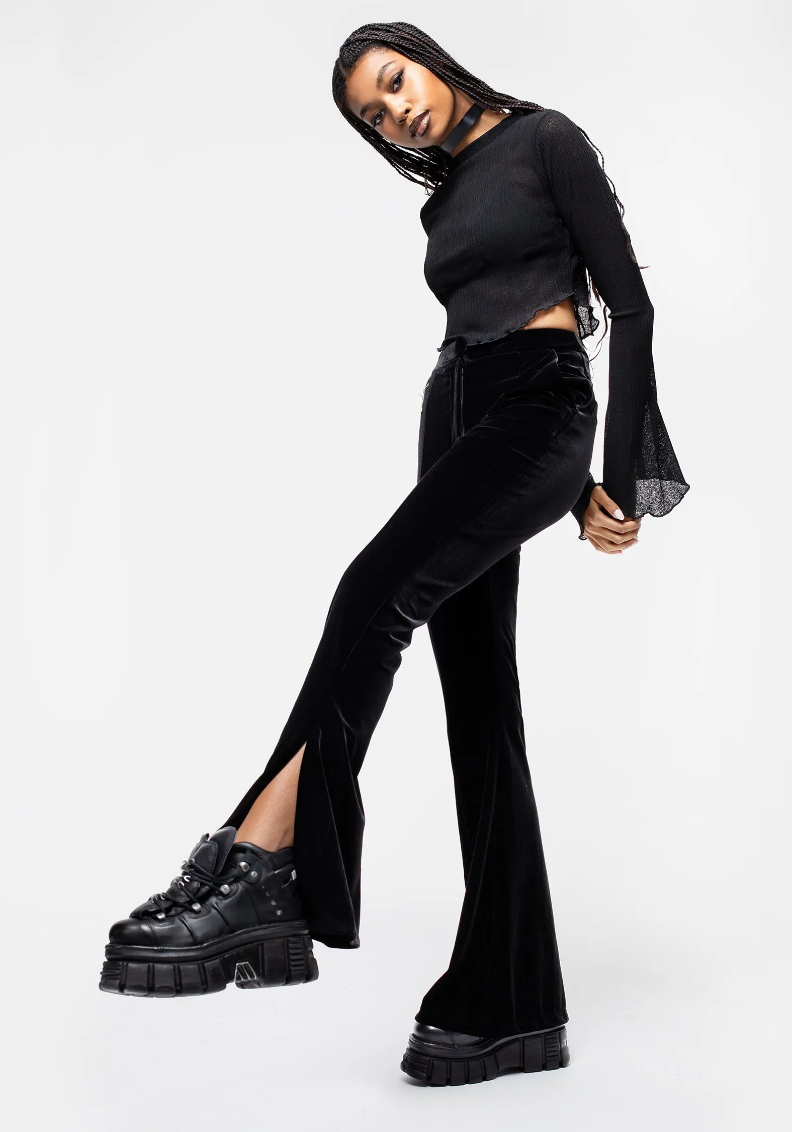 Morrigan Side Split Flared Trousers