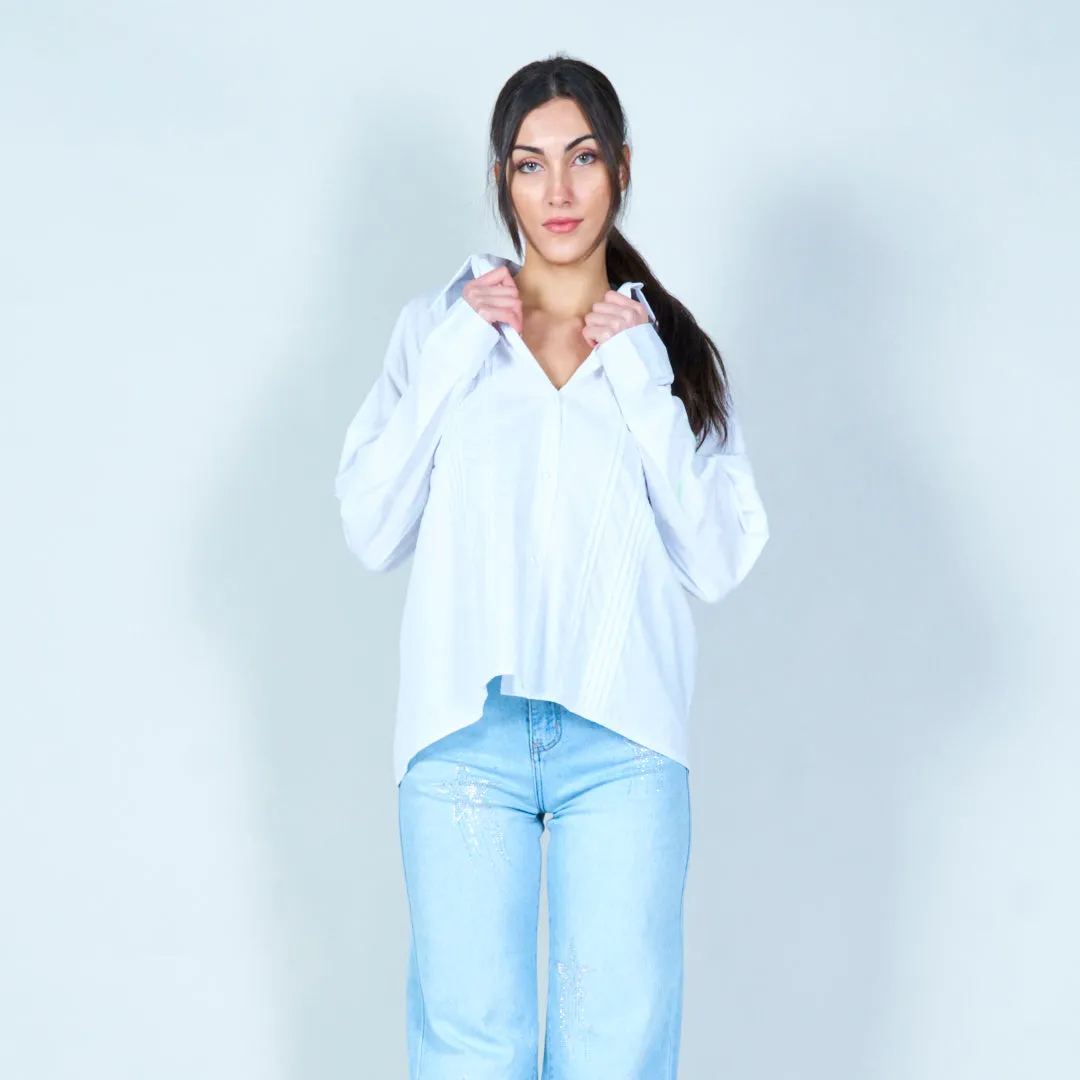 Pleated detail button-down shirt wholesale