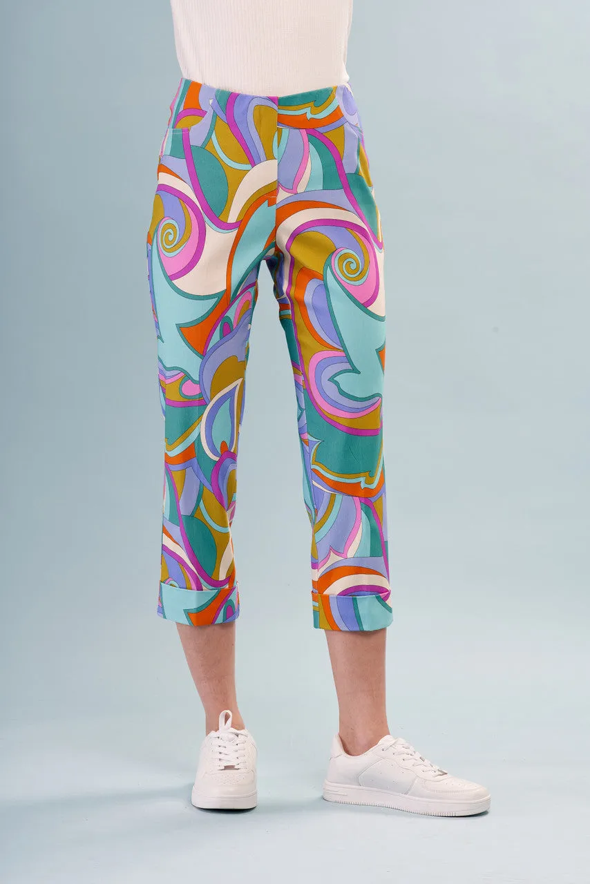 Printed Techno Cropped Pants