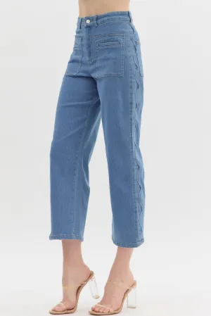 Scallop Side Seam Denim Pants