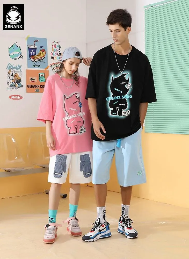 Simple Solid Cartoon Graffiti Label T-Shirt