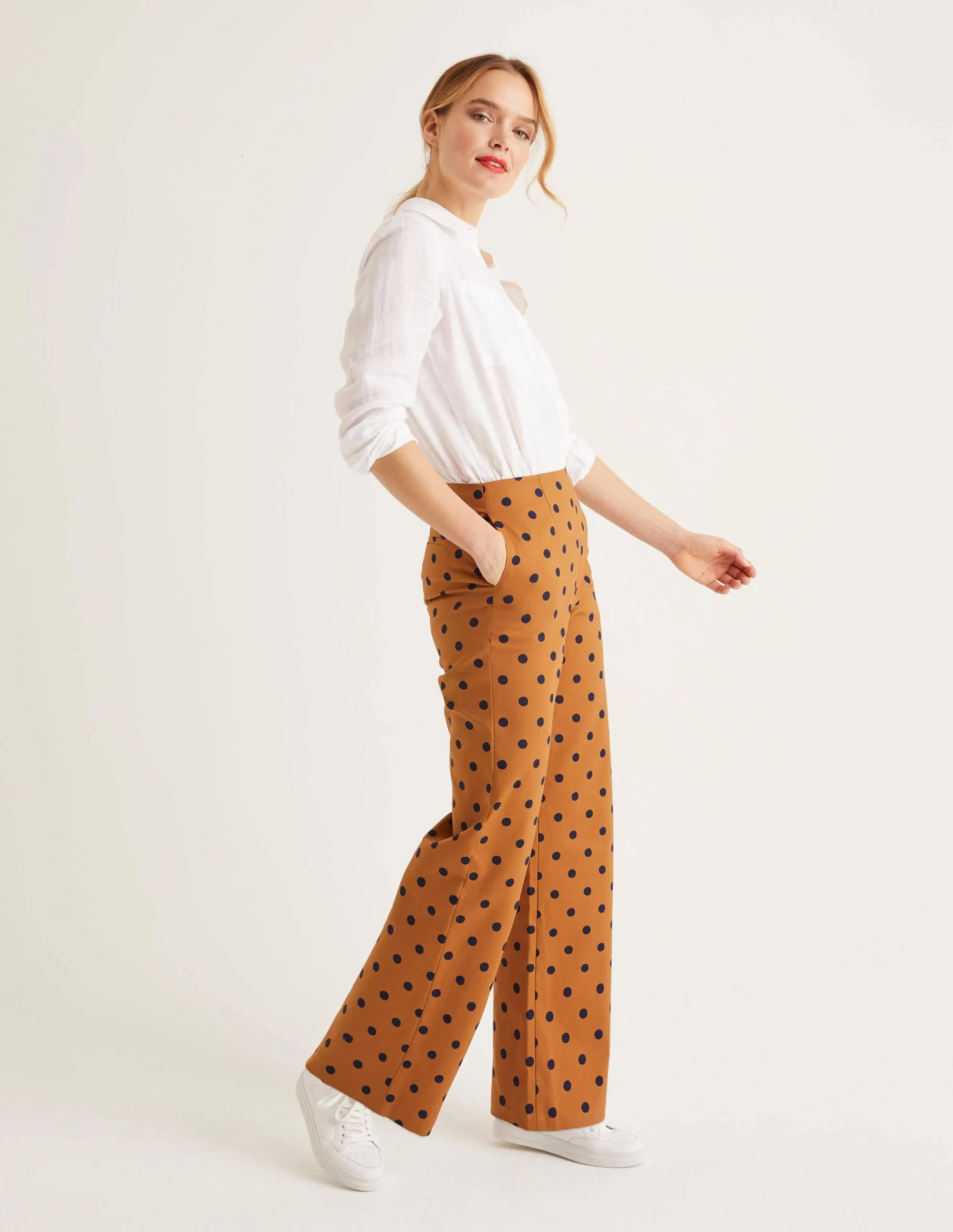 Sloane Wide Leg Trousers-Gingerbread Spot