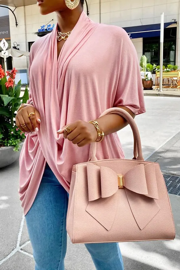 Stylish V Neck Pleated Necessity Top