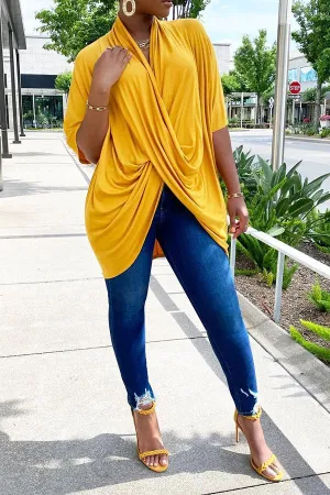 Stylish V Neck Pleated Necessity Top