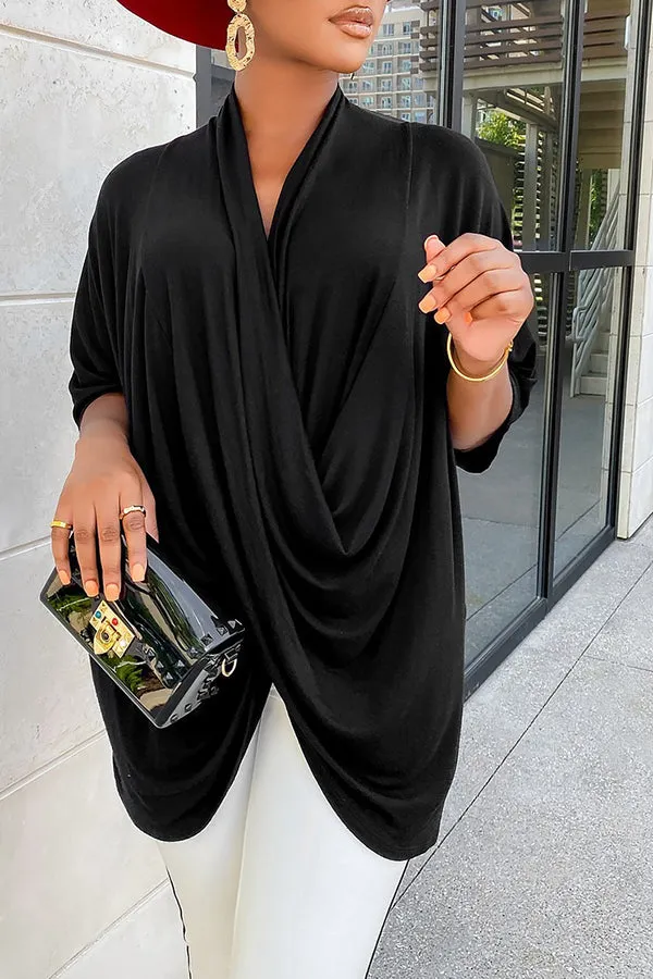 Stylish V Neck Pleated Necessity Top