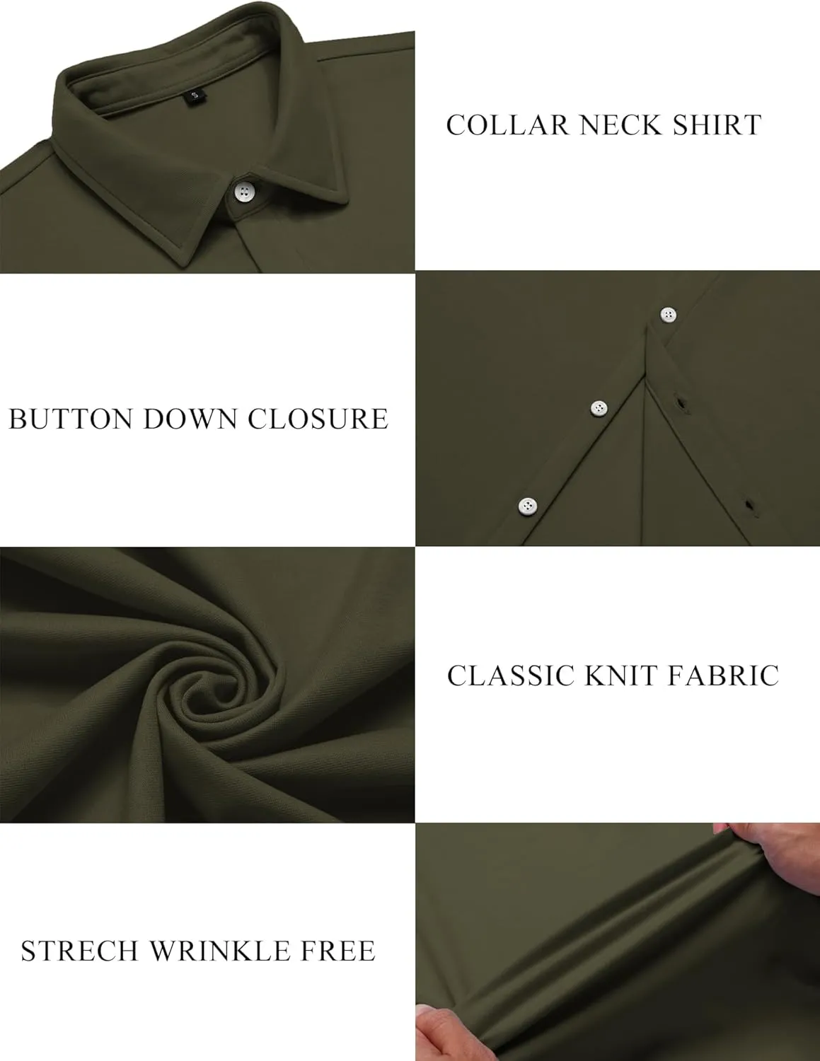 URRU Men's Muscle Dress Shirts Short Sleeve Stretch Casual Button Down Shirts Wrinkle Free Slim Fit Dress Shirt for Men