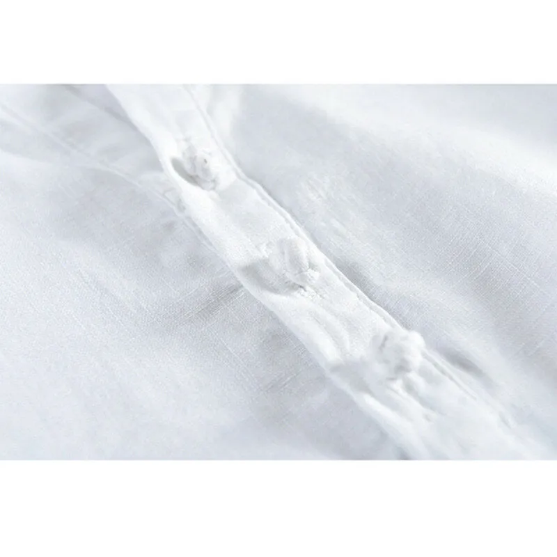 Vintage Style Men's Chinese Style Cotton Solid Color Stand Collar Casual Fashion T-Shirt
