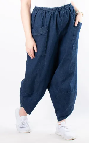 Wide Leg Pocket Trouser | Dark Denim