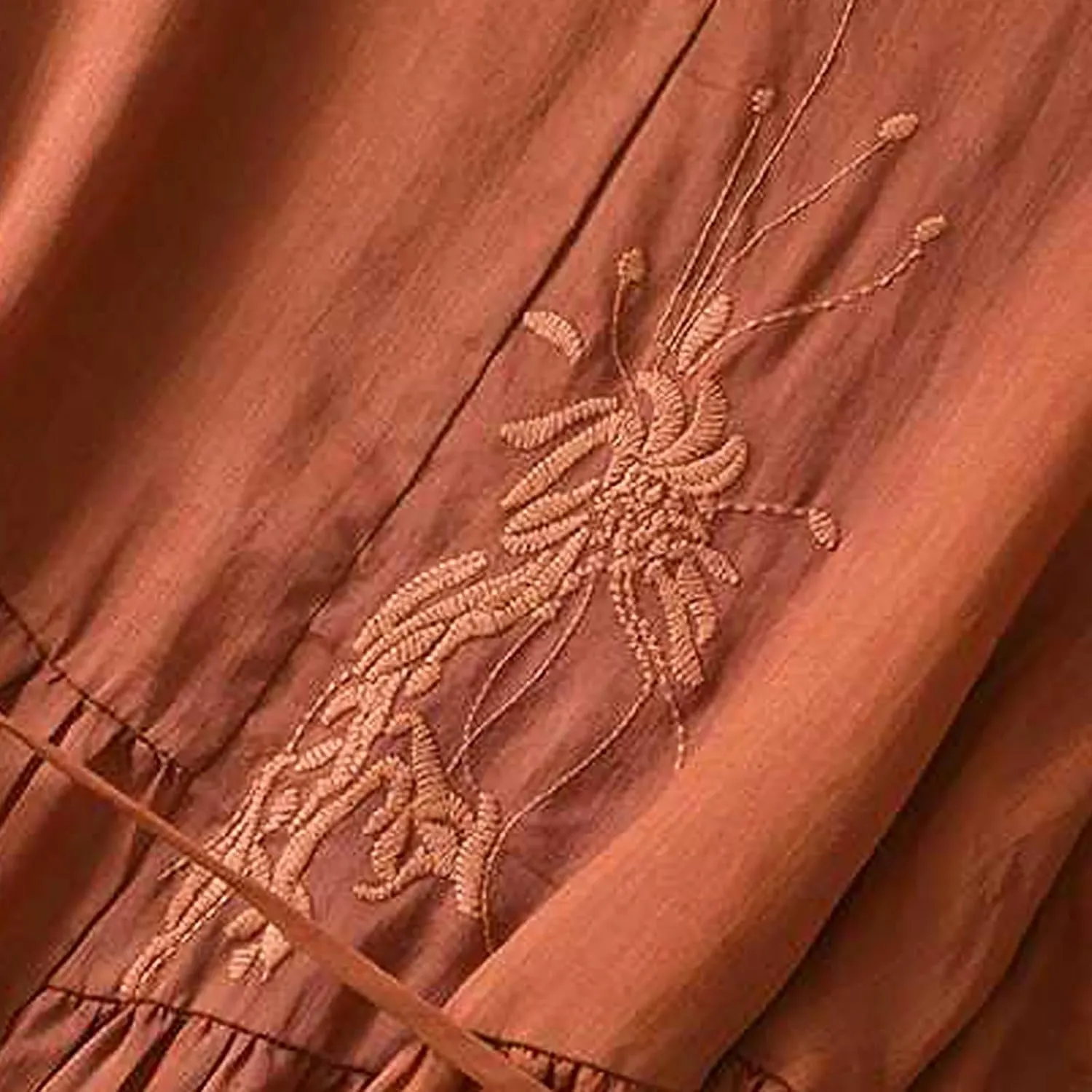 Women Embroidered Dress 3/4 Sleeve Summer Cotton Linen Dress Casual Plus Size Maxi Dress Trendy Summer Beach Clothes