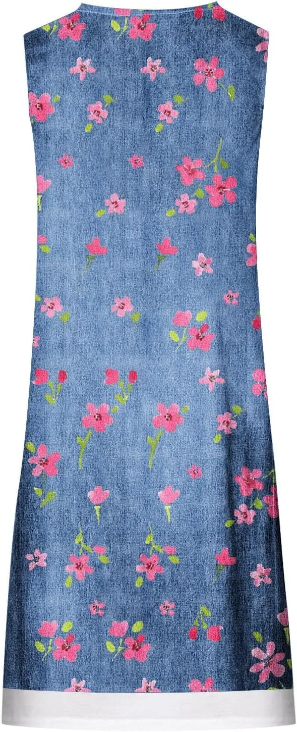 Womens Summer Casual V Neck Sleeveless Mini Dress 2024 Tie Shoulder Tiered Ruffle Swing A Line Short Sundress